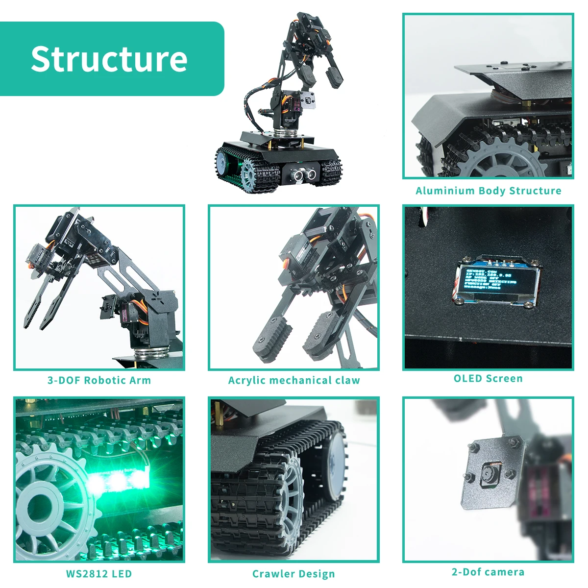 Adeept RaspTank Pro Smart Robot Car for Raspberry Pi , DIY Programmable Electronics Robotic Kit(Raspberry Pi Board NOT Included)