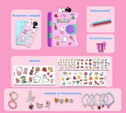 kids Magic Diary Multiple Surprise Fun Unlock Play House Stationery Set Children's Gifts Girl Toys