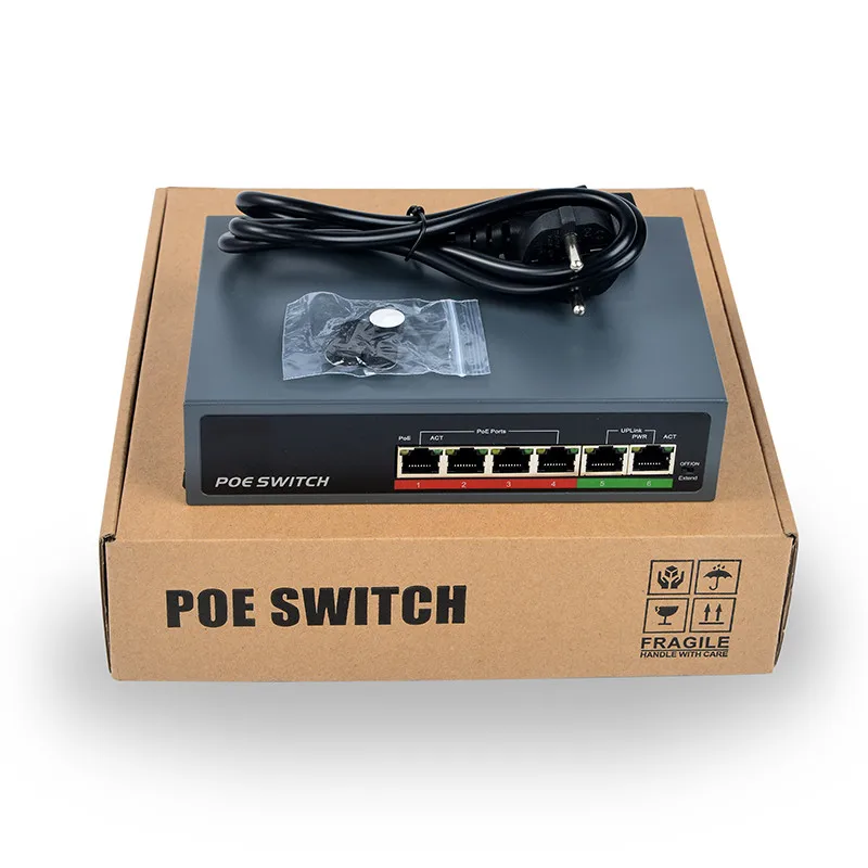 POE switch 48V with  100Mbps 4 Ports IEEE 802.3 af/at ethernet switch Suitable for IP camera/Wireless AP/POE camera
