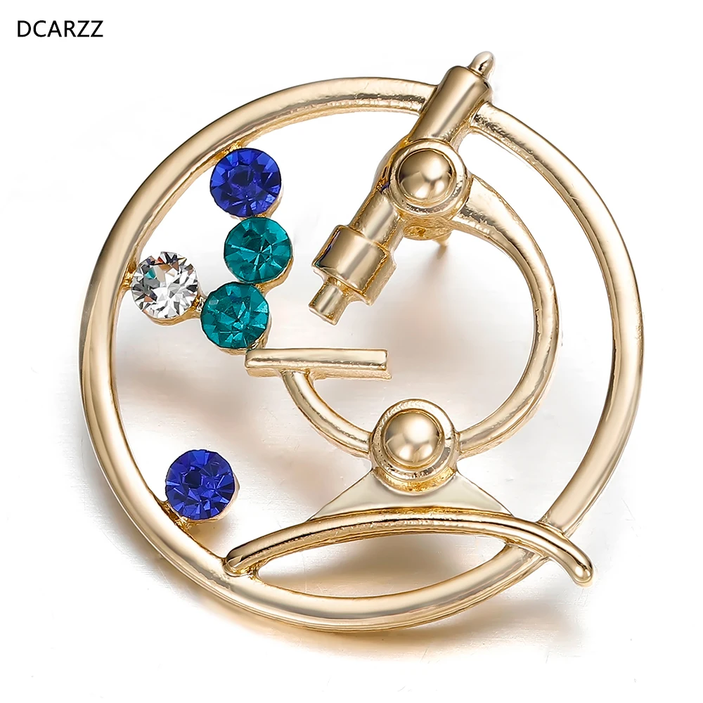 DCARZZ Crystal Pin Brooch Microscope Biology Chemistry Student Graduation Medical Women Gift