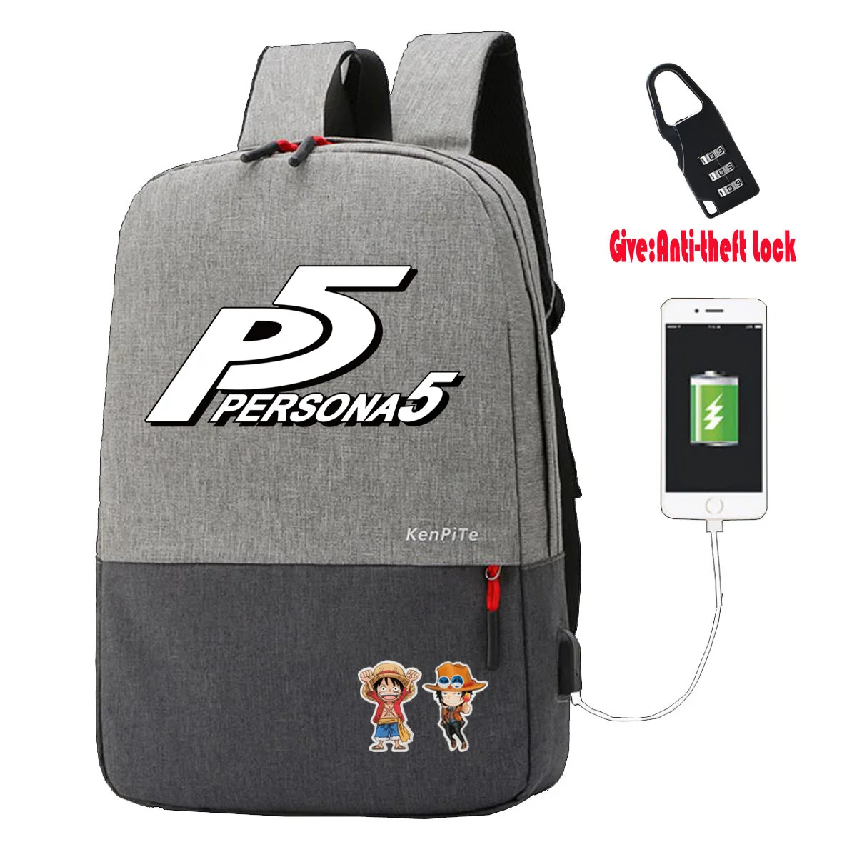 

Game Persona 5 Backpack student book Bags Anti-theft USB Charging women men Laptop backpack teenagers Travel backpack