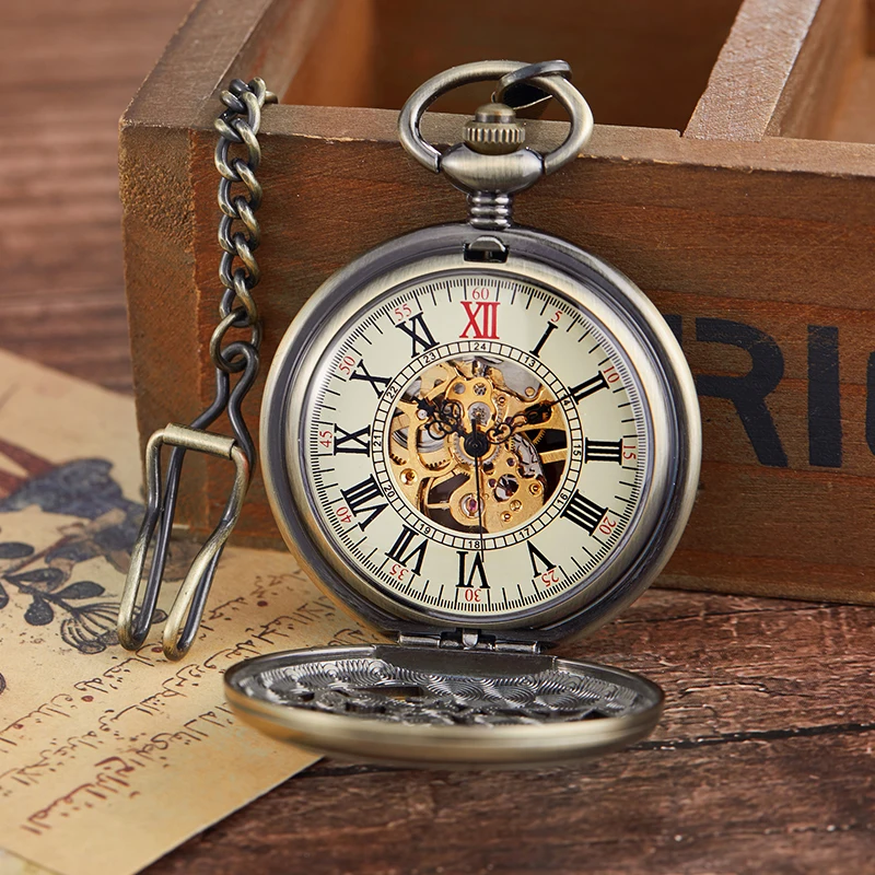 2020 Mechanical Pocket Watch Chain Watch Pendant Chain Transparent Hollow Metal Retro Men Women Watch Clock Relogio De Bolso
