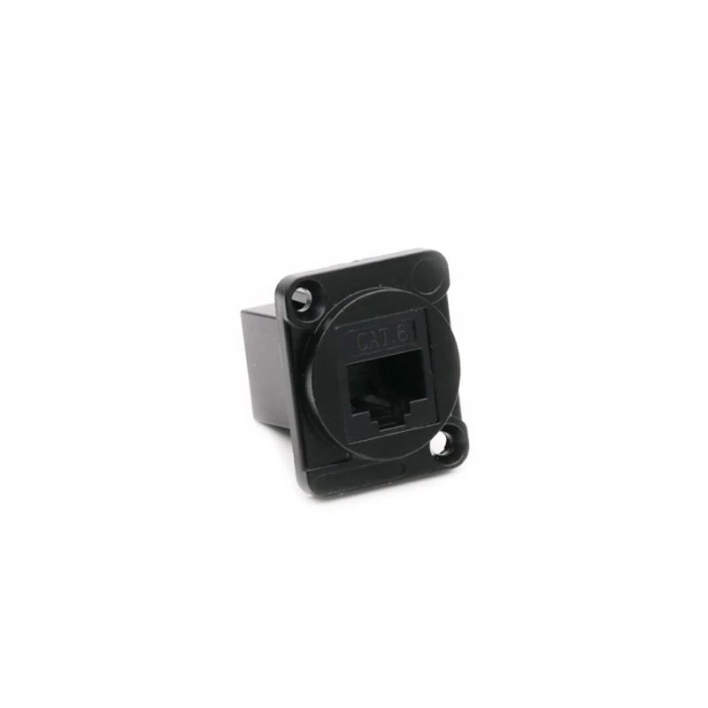 1PC RJ45 Connector, CAT.6, D type, 8P8C, Metal Shell+Copper Pins, Panel Mount Chassis RJ45 Female Socket Network Connector