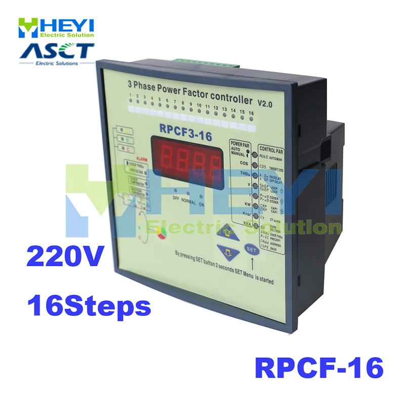 Split Phase Power Factor Correction 16step Jkwf16/ RPCF-16 220v Reactive power compensation controller