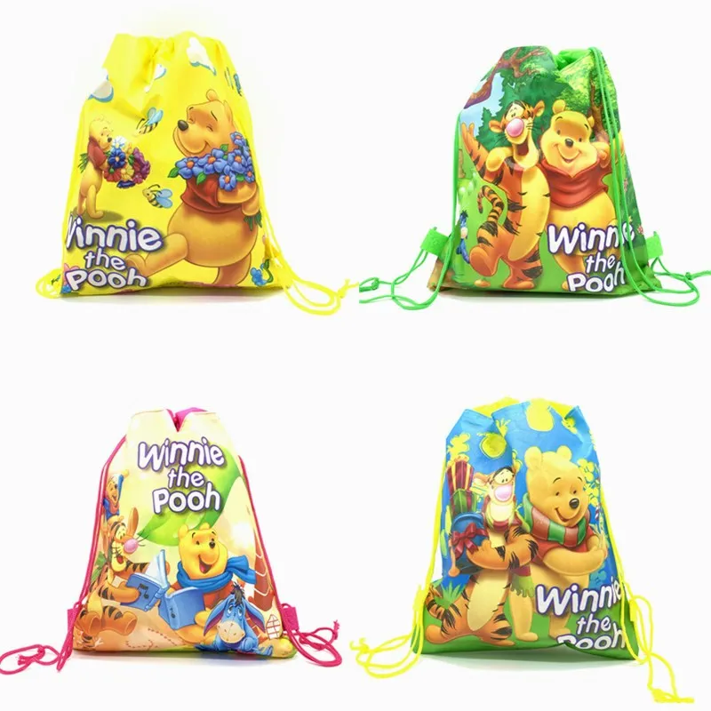 New Winnie Pooh Disney Bear tessuto Non tessuto con coulisse zaino borsa regalo borsa per bambini ragazzi bomboniere borse da scuola forniture per