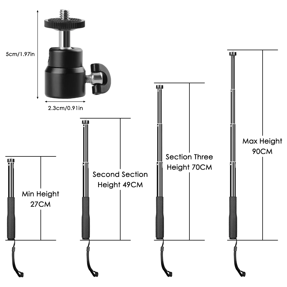 SH 90/150Cm Có Thể Điều Chỉnh Gậy Chụp Hình Selfie Có Bluetooth Không Dây-Tương Thích Và Kẹp Điện Thoại Cho Smartphone Sống Ảnh youtube Ngoài Trời