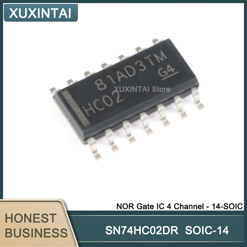 100Pcs/Lot  New Original  SN74HC02DR SN74HC NOR Gate IC 4 Channel - 14-SOIC