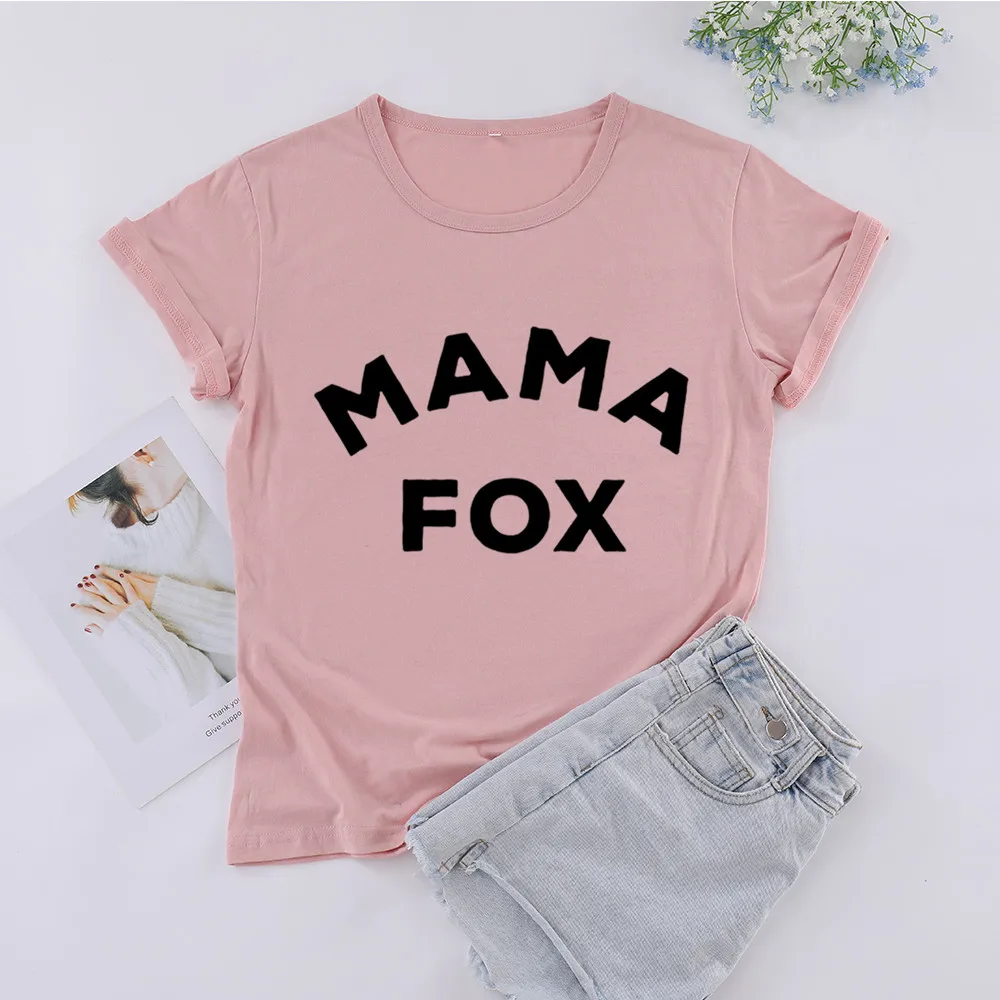 ZBBRDD Mama Fox top Tees Mother's day gifts tshirts Letter print Mom Funny Creative  cute  Cotton Leisure T-shirt  for Women