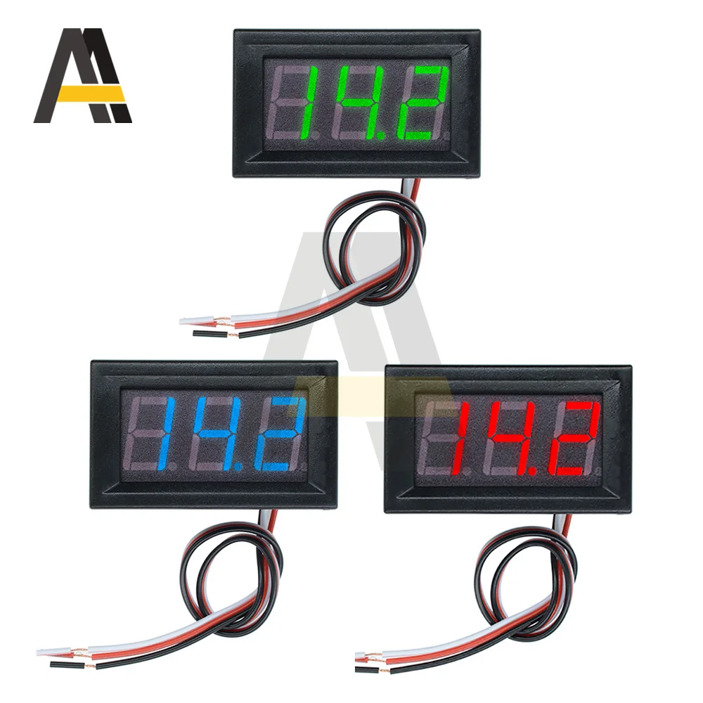 0.36/0.56 inch LED Voltmeter DC 0-30V Voltage Meter Motrocycle Car Volt Battery 3 Bit 2 /3 Wire Capacity Tester 5V 12V 24V