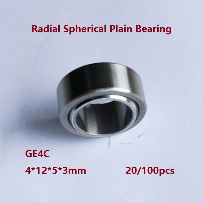 

20/100pcs GE4C GE4UK 4mm Radial Shaft Spherical Plain Bearing with Self-Lubrication