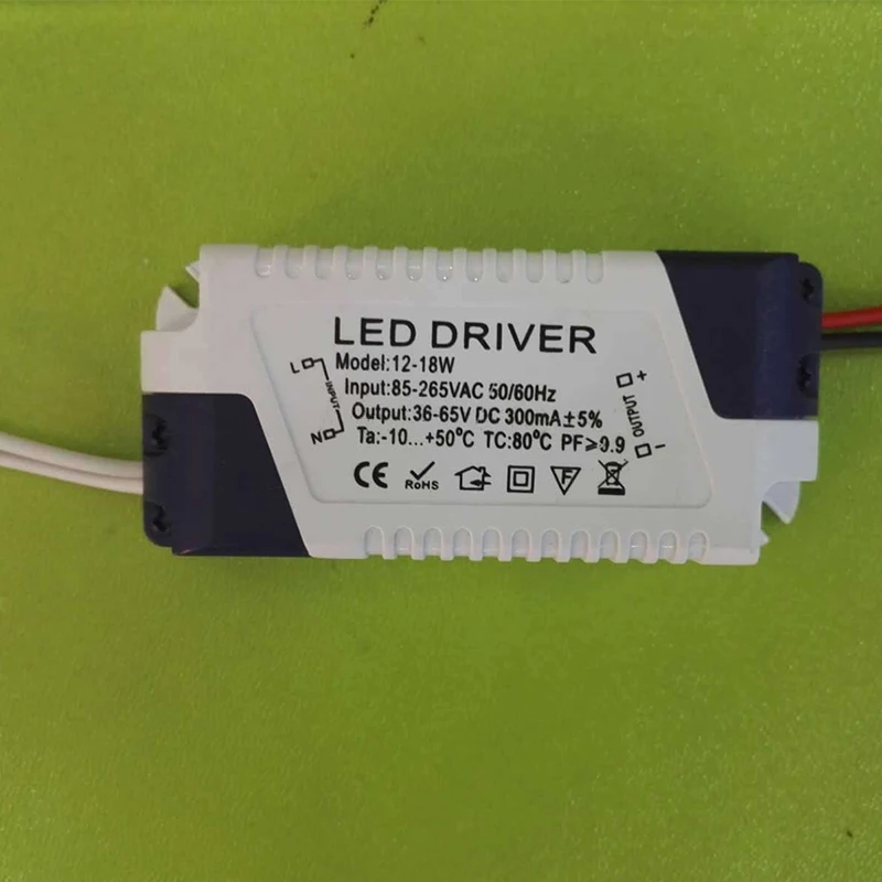 12-18W LED driver LED ceiling light panel light plastic shell external drive power AC85V-265V DC30-60V