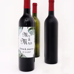 20pcs Personalized Wrappers Mr &Mrs Bottle Stickers Custom Newlywed Name Anniversary Labels Of Wine for Wedding Party Favors