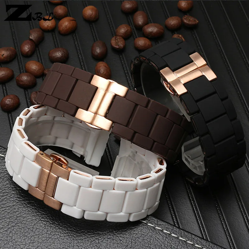 Silicone Rubber Watchband + stainless steel for Armani AR5905 AR5889 AR5890 AR5920 AR5905 Series Man 23mm Woman 20mm