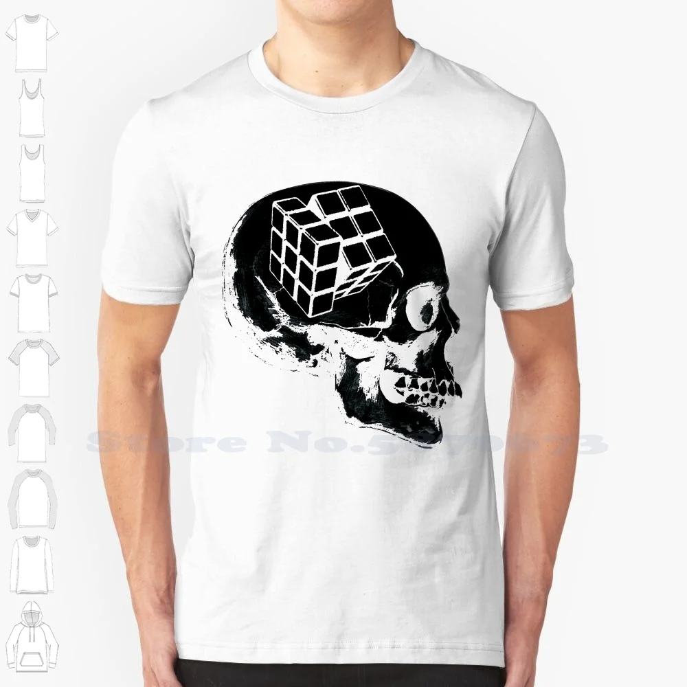 Skull 100% Pure Cotton T-Shirt Geometric Magic Cube Cubix Cube Game Thoughts Monsters In My Head My Head Is A Jungle Skeleton