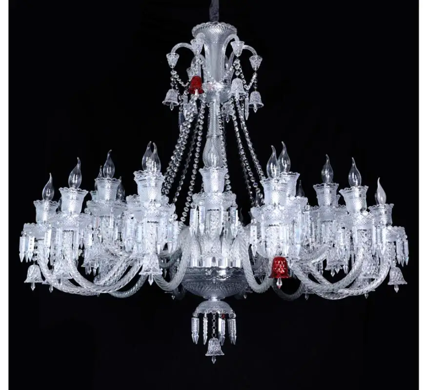 Crystal Chandelier Silver Clear K9 Crystal Chandelier 24arms D120cm Clear Hanging Lights Fixture Wedding Decoration Pendant Lamp