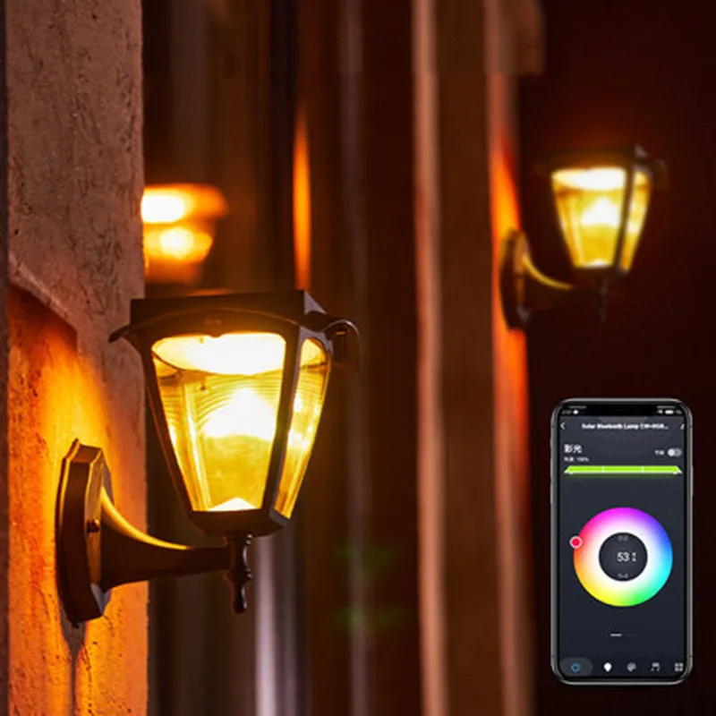 Smart APP Control Solar Panel LED Wall Lights Outdoor Decorative Garden Street Gate Lamp Villa Outdoor Wall Light Decor Lamps