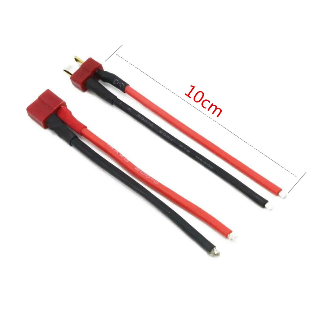T-Stecker männlich weiblich Verbindungskabel mit 10 cm 14 AWG Silikondraht für DIY RC Modellbatterie – Detail 4