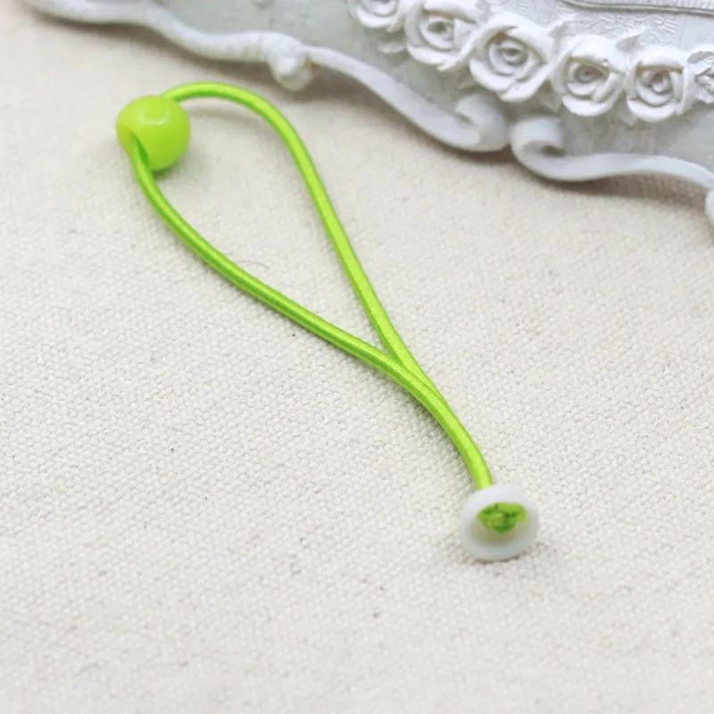 50PCS 2mm Elastic Ponytail Holders with Single Plastic Pads to Attach Charms Plain Hair ties Hair Bands for Kids DIY