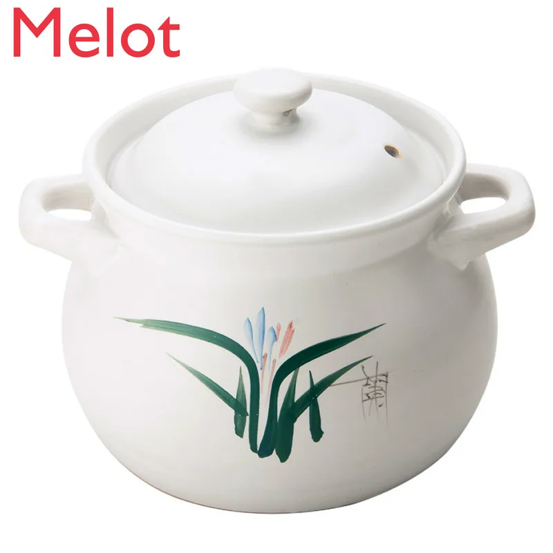 

Soup Pot Ceramic Large Capacity 5300ml Household Extra Large Casserole White High Temperature Resistant Tile Pot