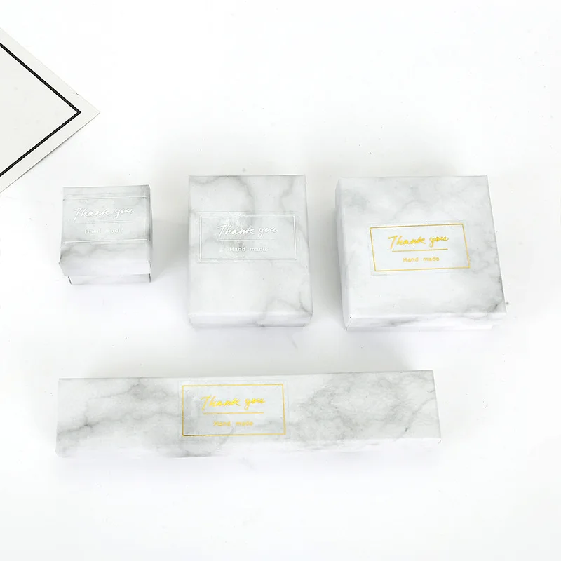 12Pcs Multi Size Retro Marble Pattern Jewelry Packaging Cover Box Square High Quality Necklace Bracelet Jewellry Ring Gift Boxes