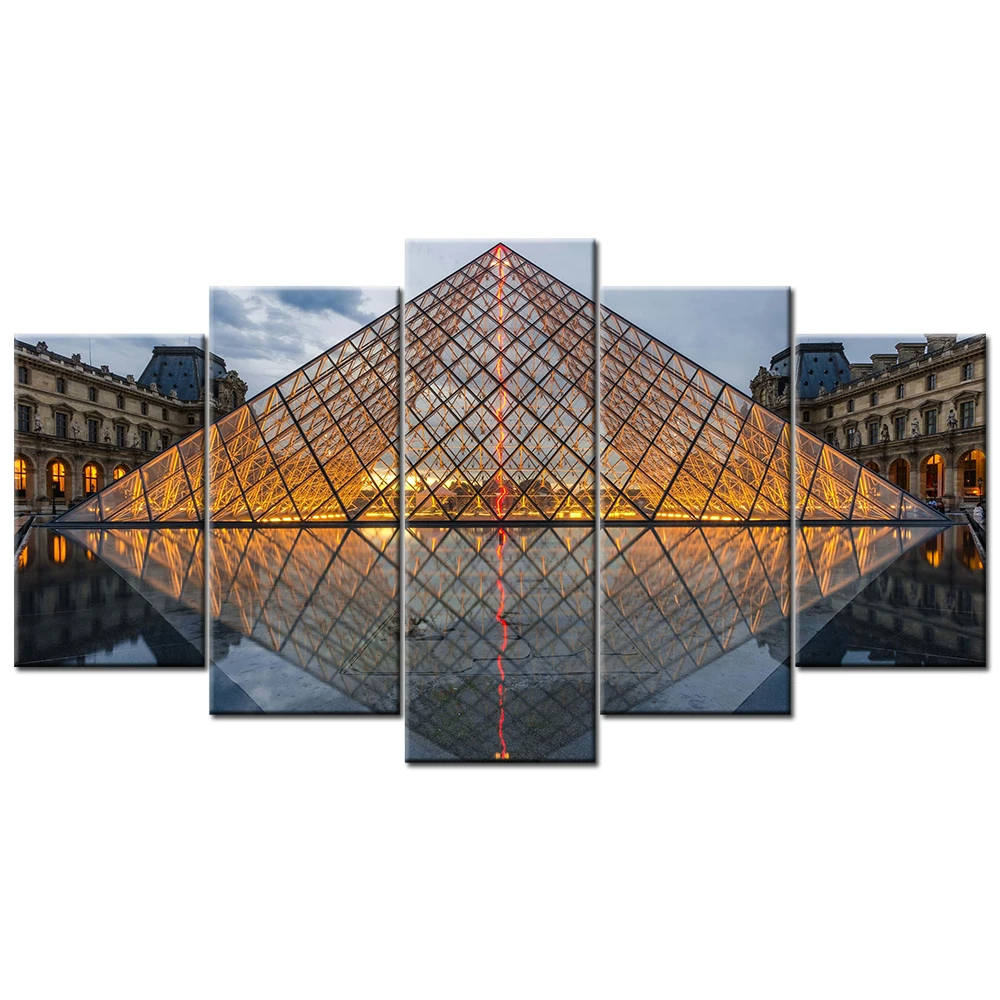 The Louvre France 5 Piece Canvas Paintings Modern Poster Wall Art Picture For Home Decor