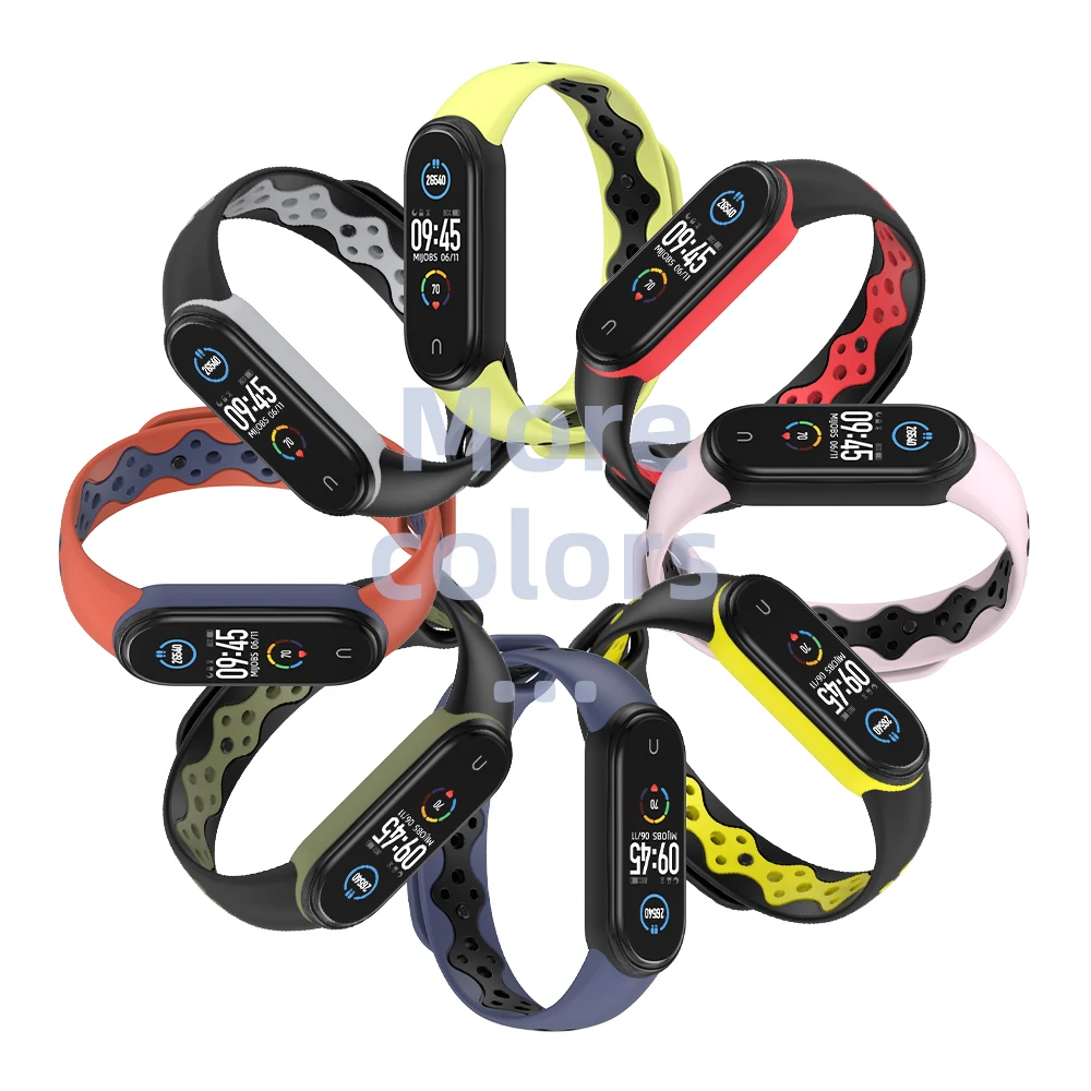 ل Mi الفرقة 6 7 حزام سوار ل شاومي Mi الفرقة 5 حزام سيليكون Miband 7 الأساور ل Amazfit الفرقة 5 مكافحة العرق تنفس