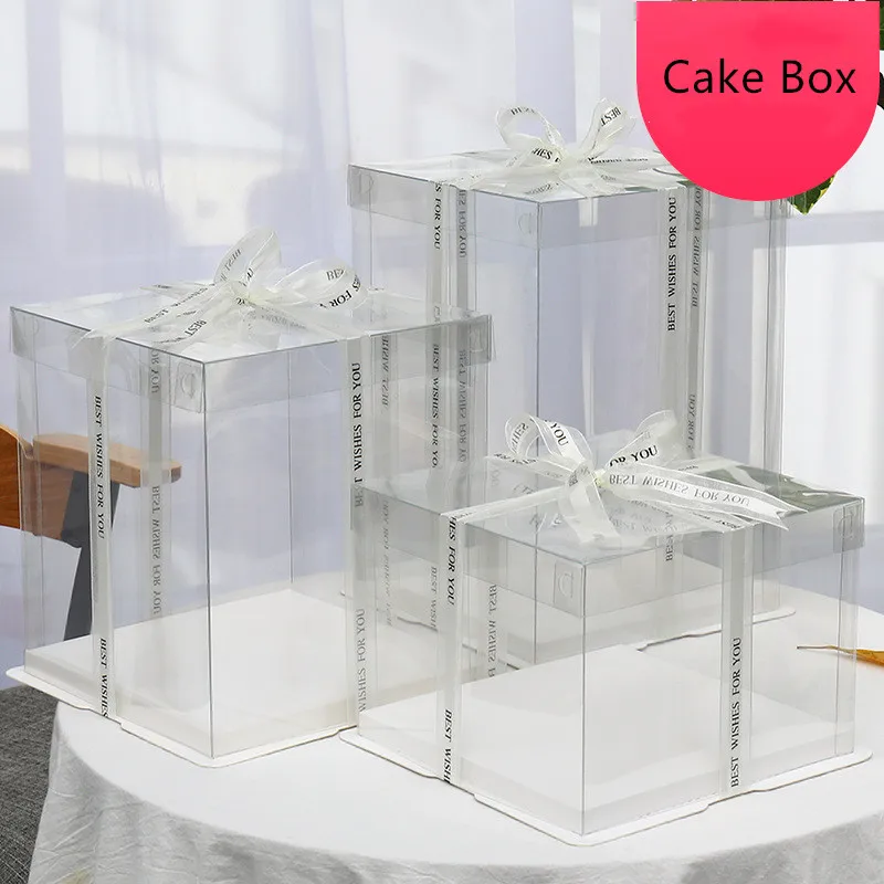 Creative Transparent Cake Boxes packaging Box Valentine Rose Bear Flower Cake Gift Box High-end Flip Cake Packing Containers Dec