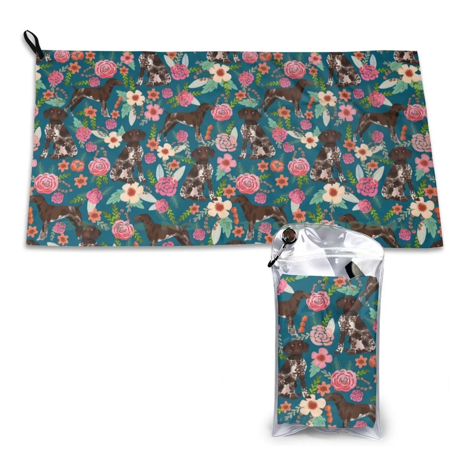 German Shorthaired Pointer Dog Floral-Vintage Florals , Floral Pet , Cute Dog , Quick Dry Towel Gym Sports Bath Portable Luna