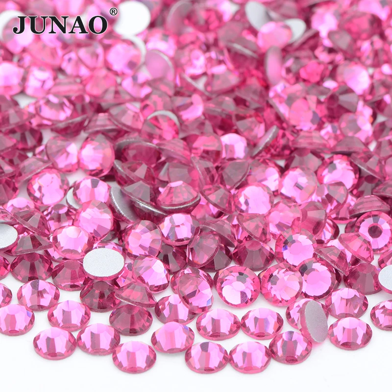 SS6 10 12 16 20 30 Rose Color Flatback Glass Rhinestone Round Nail Art Decorative Crystal Stones Applique Strass Diamond Crafts