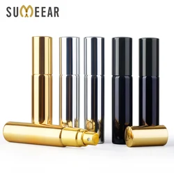 50 części/partia 10ML butelka perfum UV poszycia szkła wielokrotnego napełniania z rozpylacz aluminiowy butelki z rozpylaczem próbki puste pojemniki