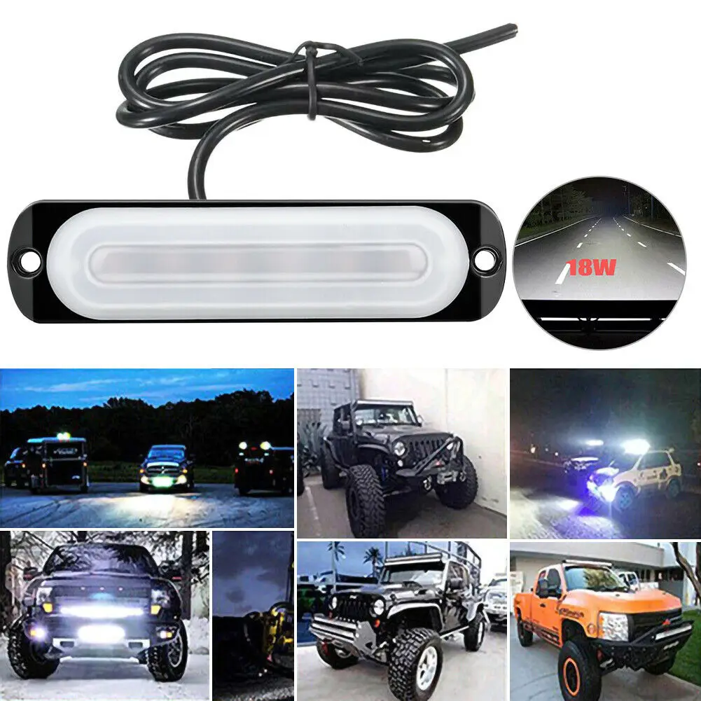 12V 24W White 6LED Car Truck Fog Light Lamp Off-Road Safety Urgent Signal LED Light Bar Work Lamp Driving Fog Headlights