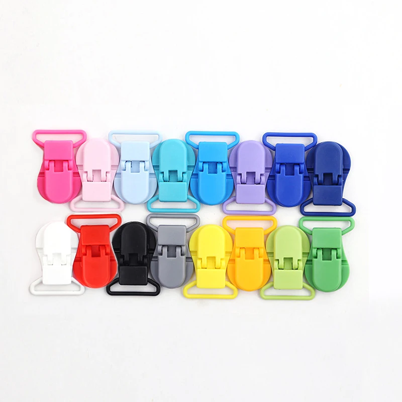 16 Colors Mixed Hot D shape 25mm Plastic Baby Dummy Pacifier Clip Soother Suspender Clip Pacifier Holder Clips 500pcs