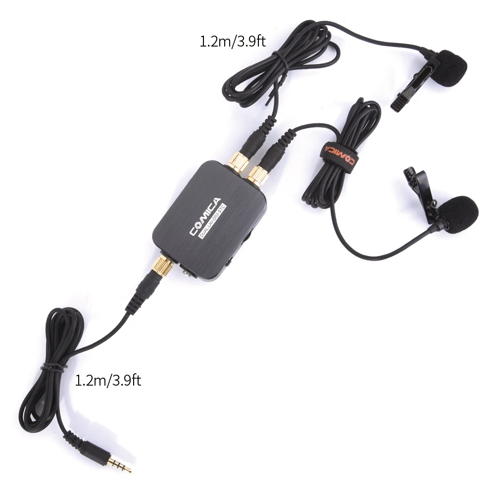 

CoMica CVM-D03 STC Microphone Omni-directional Dual Head Lapel Detachable Clip-on Power Bank Charging for Smartphone/Computer