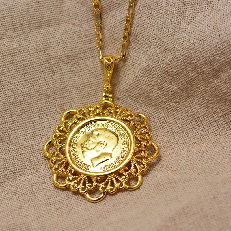 Arabische Goldmünzen-Halskette für Frauen und Männer, Muslimischer Islam Allah Anhänger, Türkischer Schmuck in Goldfarbe – Detail 3