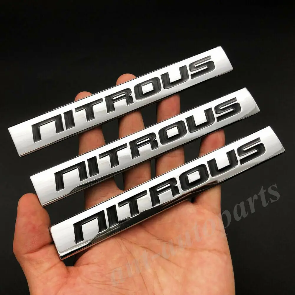 3pcs Metal Chrome Nitrous Car Trunk Rear Emblem Badge Decals Sticker NOS Engine