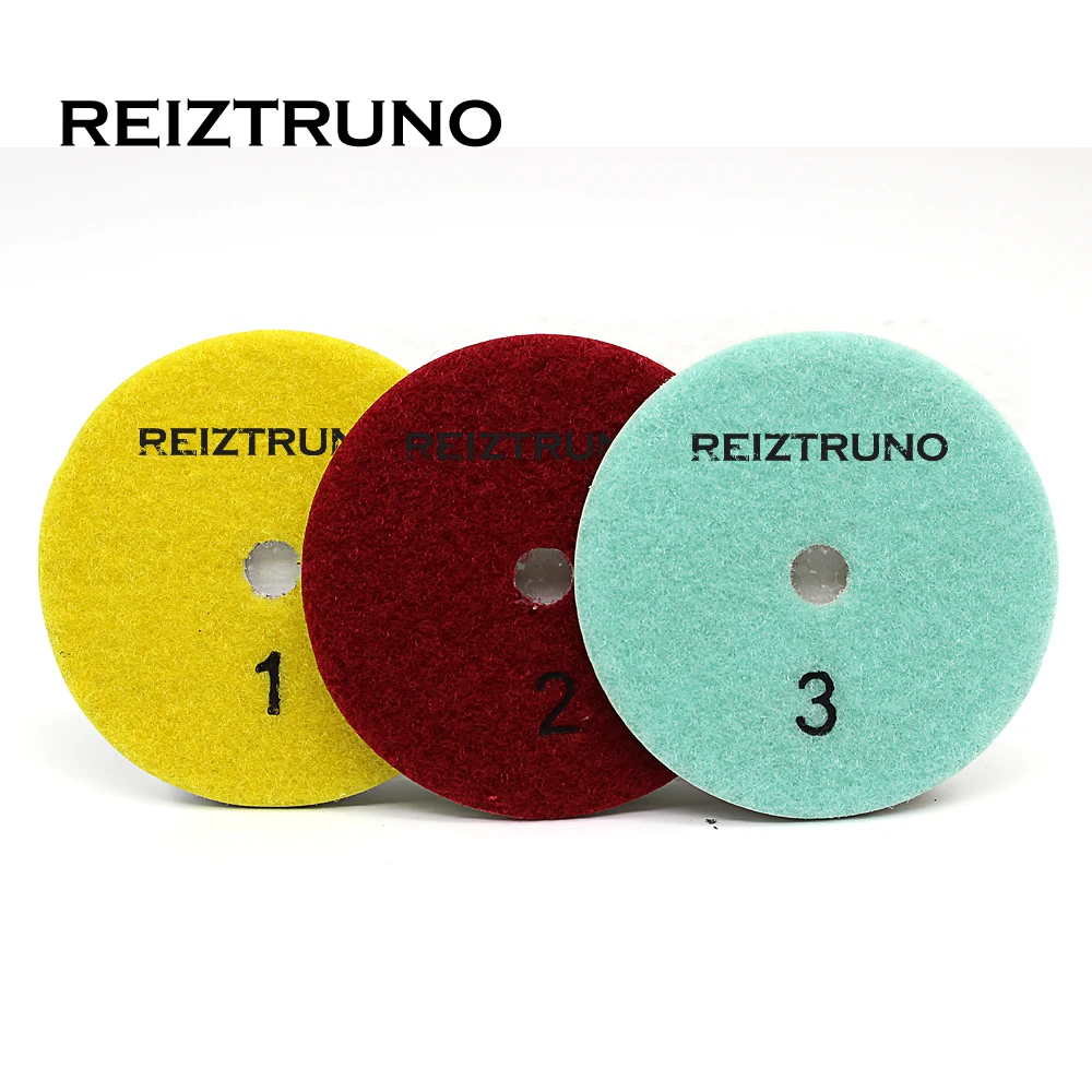 Reiztruno 3-step Diamond Polishing Pads for Marble,Granite,Quartz,Ceramics and other Natural Stone Polsihing. Dry and Wet Use