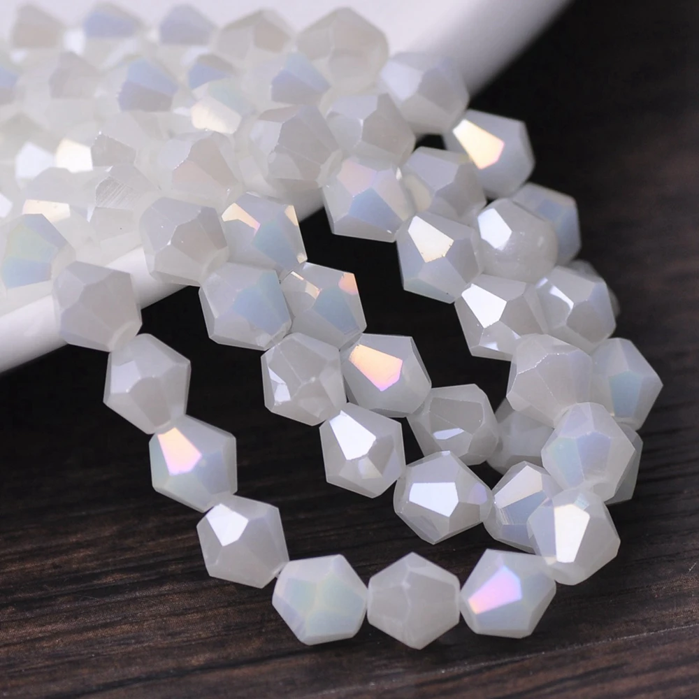 AB Plated Bicone Faceted Crystal Glass Loose Spacer Beads Lot Colors 3mm 4mm 6mm 8mm For Jewelry Making DIY