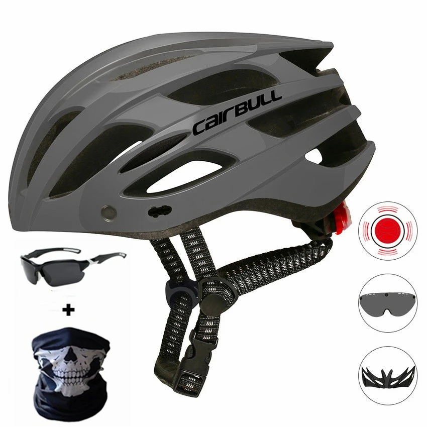 HOT Ultralight Cycling Helmet With Removable Visor Goggles Bicycle Taillight Intergrally-molded Mountain Road Bike MTB Helmets