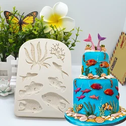 Fish Seaweed Coral Lace Shape Silicone Mold Kitchen Baking Decoration Tool Resin DIY Cake Chocolate Candy Fondant Moulds