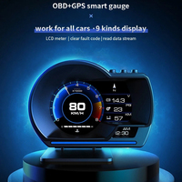 ELING Universal OBD2+GPS Smart Car HUD Head Up Display Auto Display Gauge Digital Odometer Security Alarm Water&Oil temp RPM
