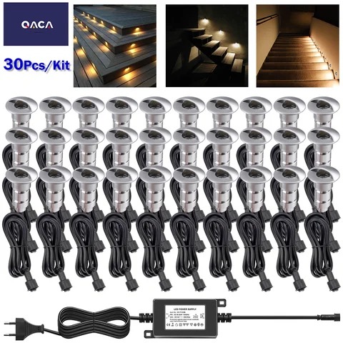 30Pcs/Kit Wire with Male and Female Connector on Light 30pcs FLOOD Decking LED LIGHT OUTDOOR INGROUND STEP GARDEN LAMP PLINTH