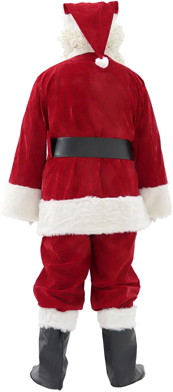 Santa Claus Suit Men's 11-piece Luxury Christmas Super Velvet Adult Santa Claus Costume Event Dedicated