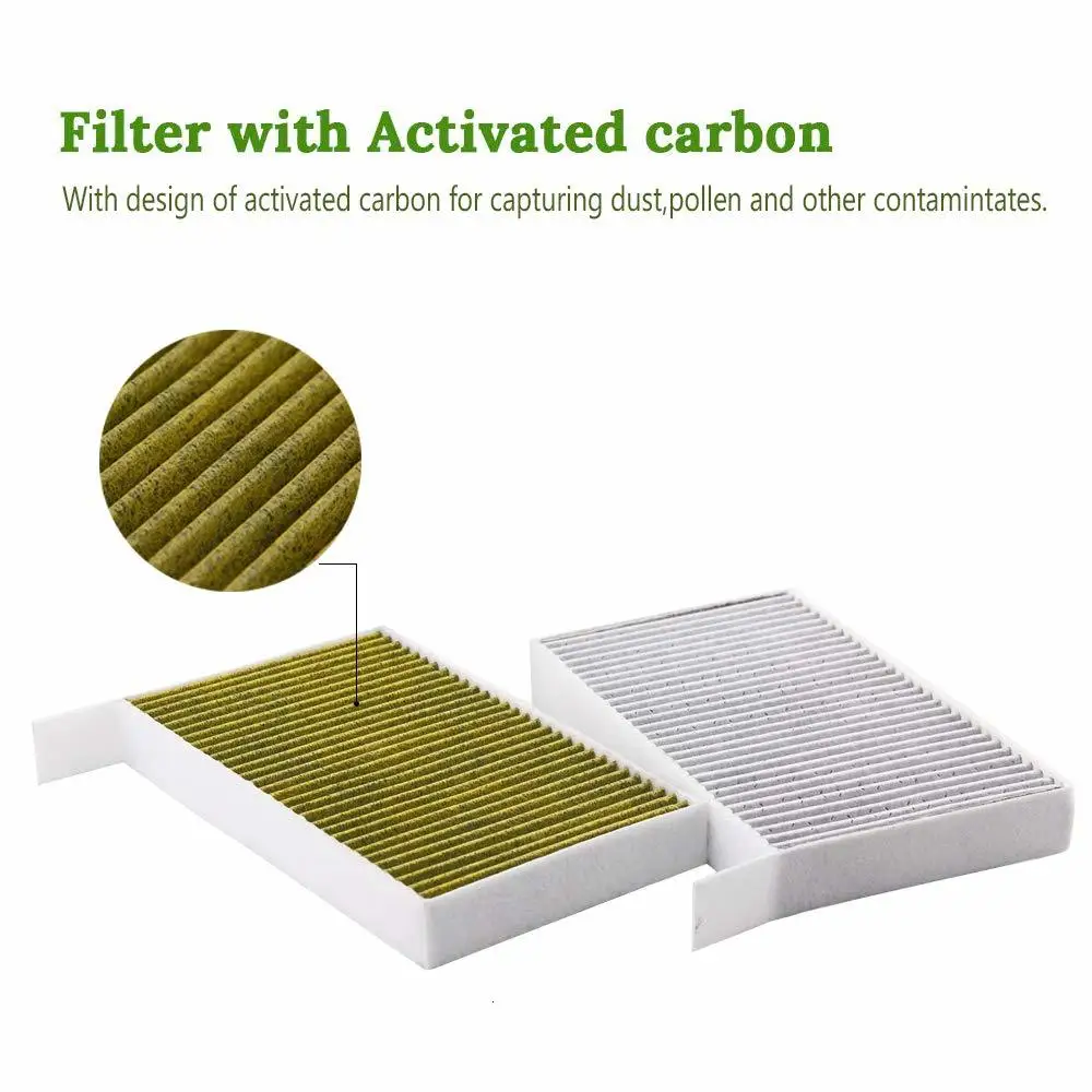 2Pcs 1107681-00-A Car Cabin Air Filter Replacement With Activated Carbon For Tesla Model 3 2017 2018 2019 Air Conditioning Filte