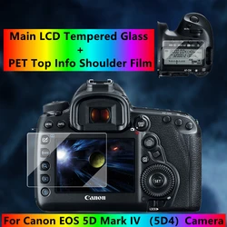 for Canon EOS 5D Mark IV Camera Self-adhesive 5D4 Screen Tempered Glass Main LCD + Top Info Shoulder Screen Protector Cover Film