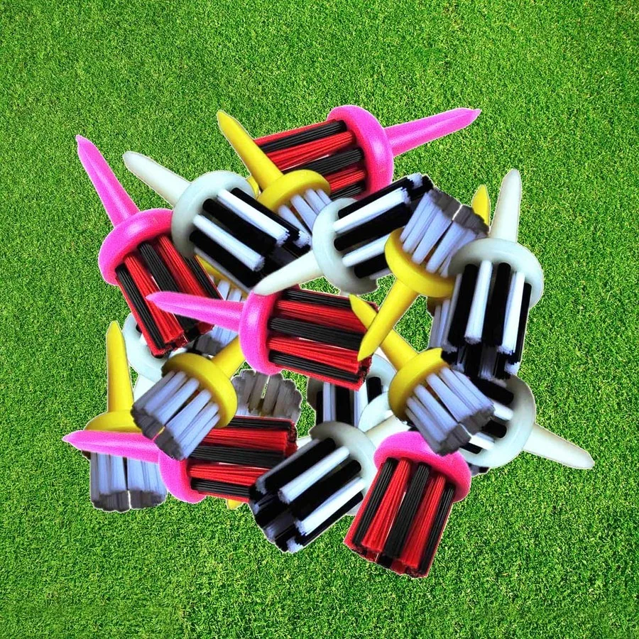 6 Pcs Brush Golf Tees Durable Plastic Mixed Height 2.0 2.2 2.4 Inch Low Friction for Golfer Practice