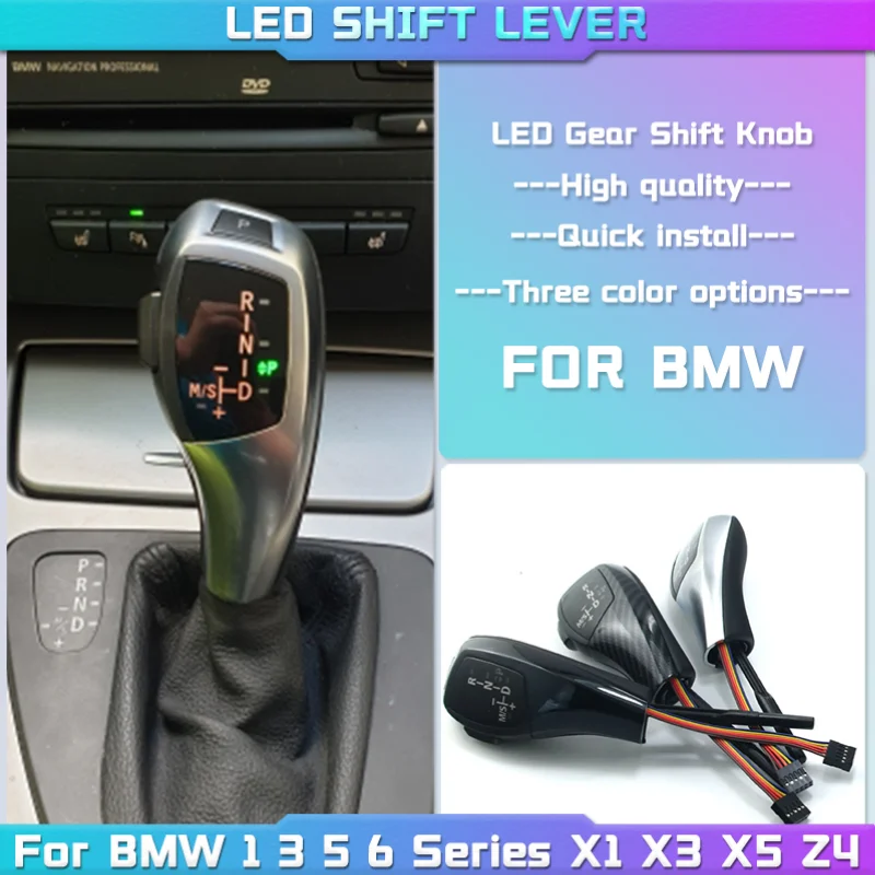 Dźwignia zmiany biegów LED, dla BMW z serii 1, 3, 5, 6, gałka zmiany biegów dla E90, E60, E46, 2D, 4D, E39, E53, E92, E87, E93, E83, X3, E89, automatyczne akcesoria