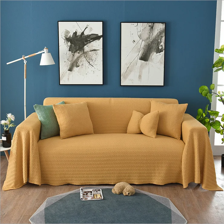 Solid Sofa Cover for Living Room Green Yellow Pink Blue Sofa Towel Luxury Blanket Couch Cover Sofas Covers Universal