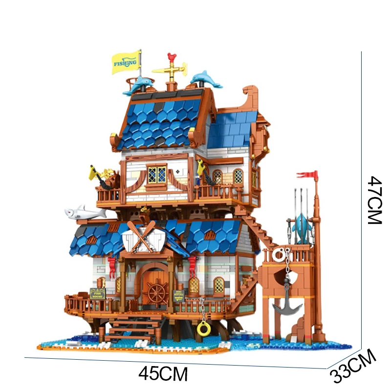 REOBRIX 66007 MOC Fishing Store Compatible 21325 Building Blocks Bricks Educational Puzzle Toy Christmas Gifts For Child