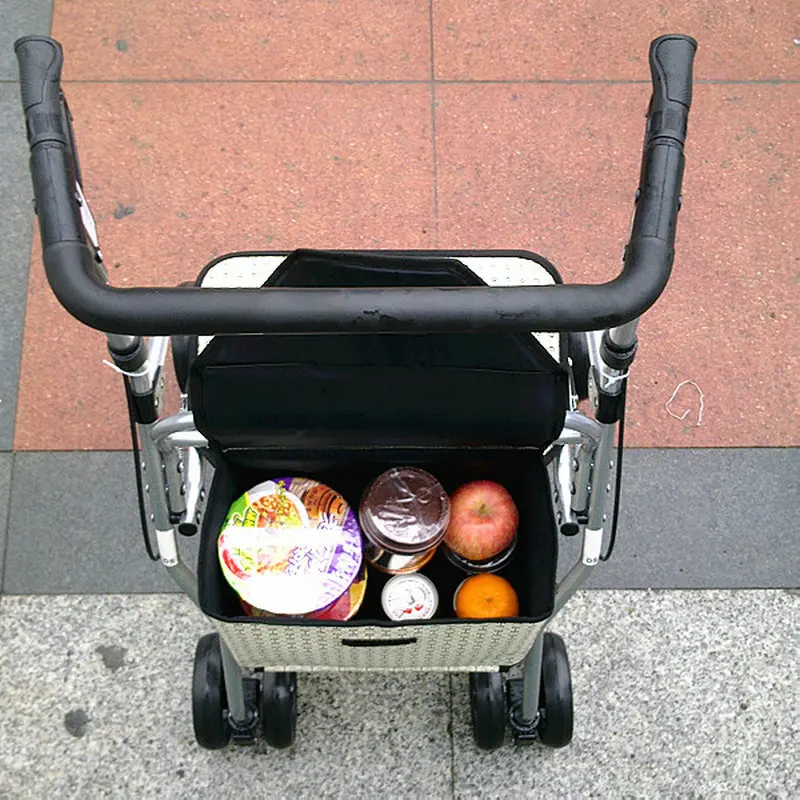 Elderly Walker Shopping Trolley, Leisure Stroller Folding Cart With Seat For Indoor & Outdoor