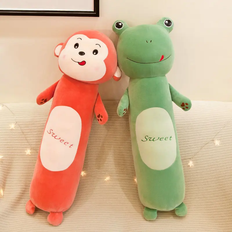 55-110cm Large Size Cute Frog Plush Toys Stuffed Pillow Soft Long Animal Dolls Lion Monkey Cushion Baby Kids Birthday Gift